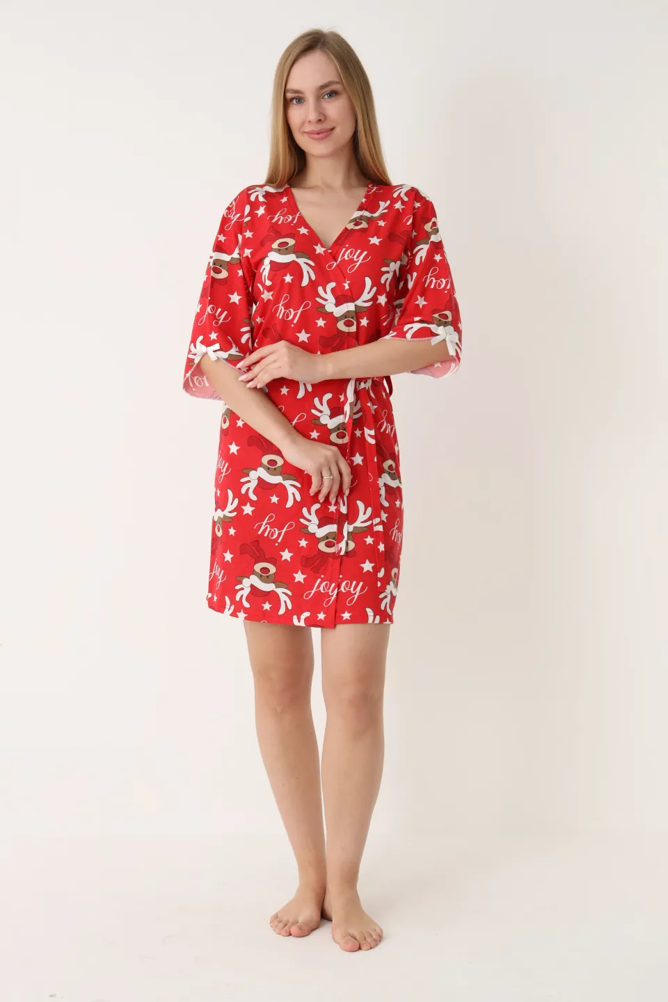 Halat damă roșu de Crăciun cu reni - 1