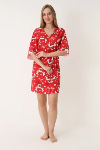 Halat damă roșu de Crăciun cu reni