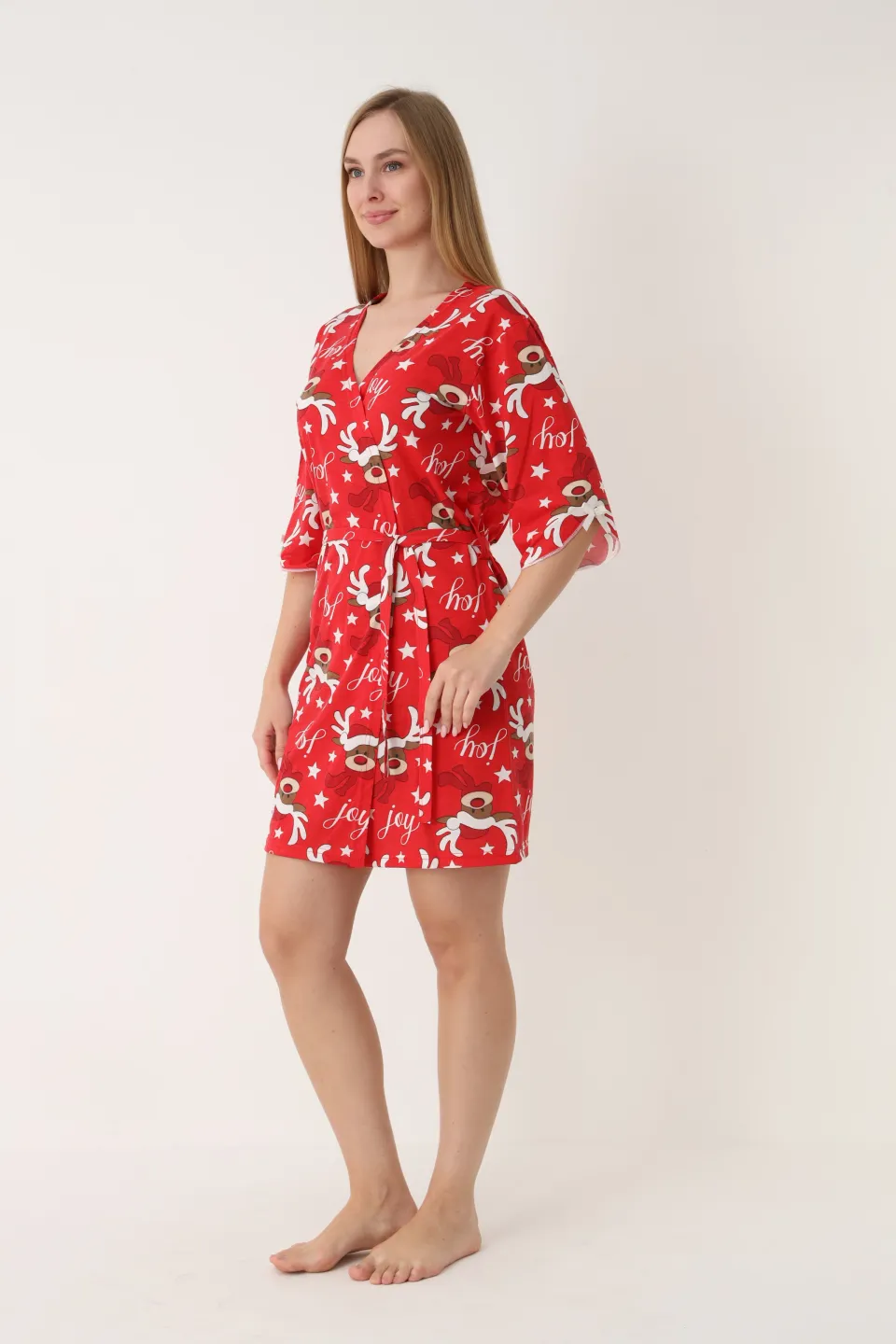 Halat damă roșu de Crăciun cu reni - 4