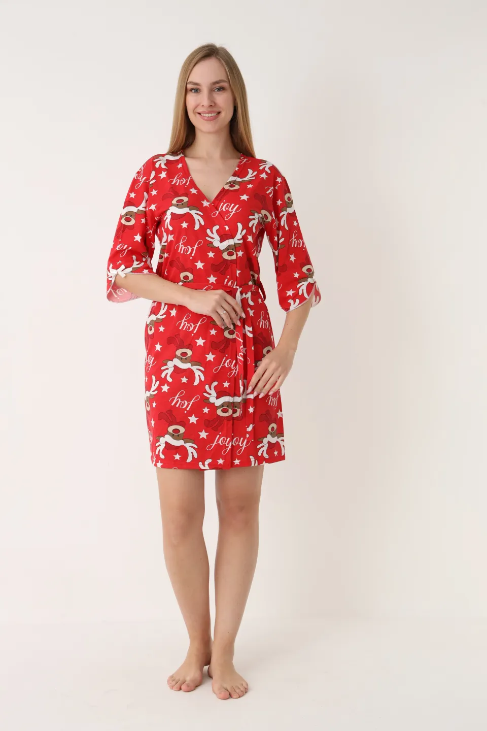 Halat damă roșu de Crăciun cu reni - 5