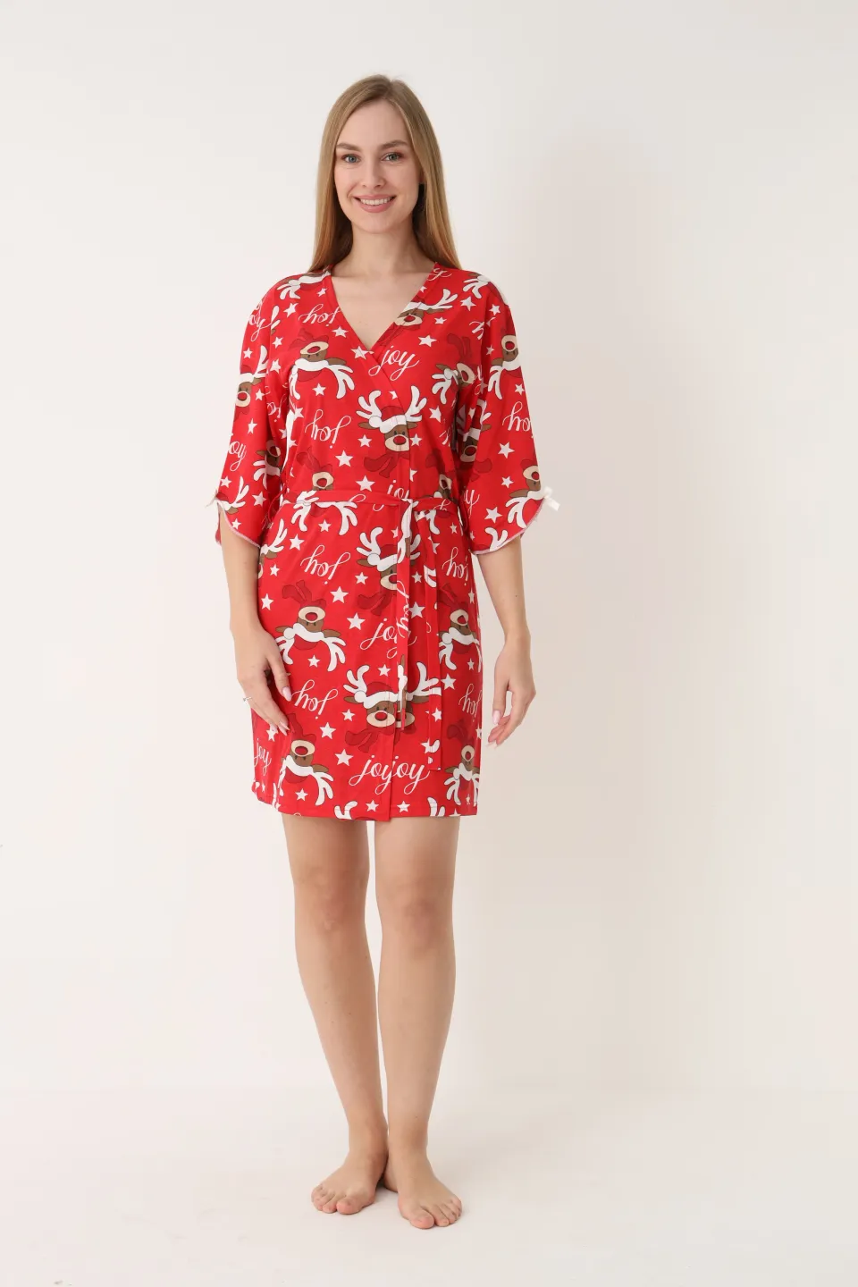 Halat damă roșu de Crăciun cu reni - 6