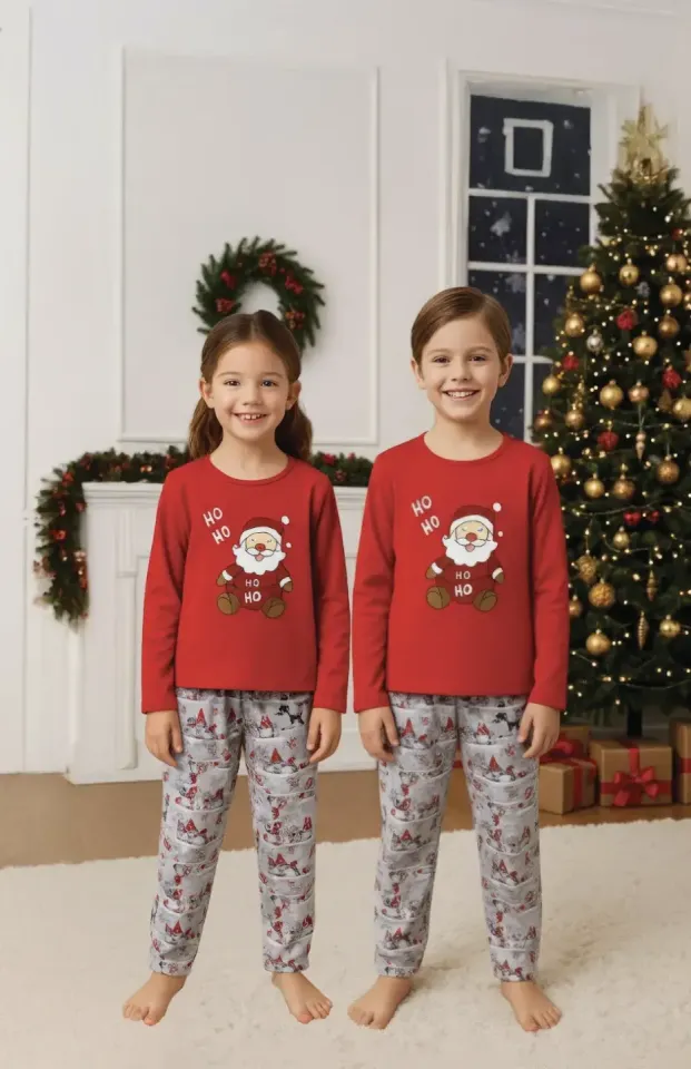 Pijama copii Crăciun Roșie cu Moș Crăciun